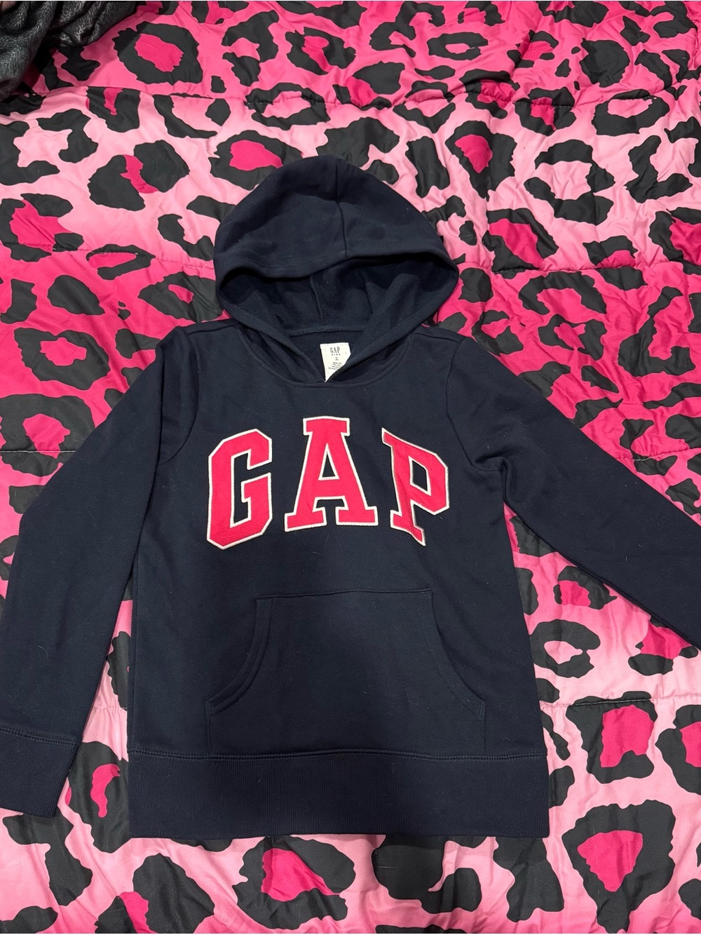 GAP Kids Navy Hoodie with Pink Logo